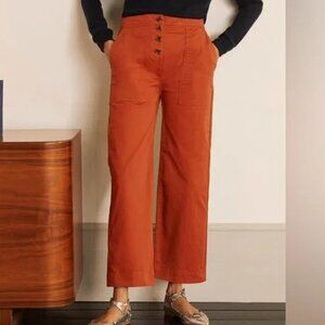 Boden Beaufort Button Fly Pants US 8 Reg Copper Red Burnt Orange Rust Stretch